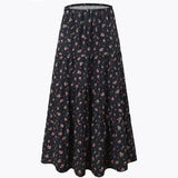 COTTON SKIRT HIGH WAIST ELASTIC TIE LONG SKIRT_CWAB4806