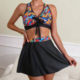 PRINTED CUTE SKIRT THREE PIECE SWIMSUIT_CWMW0324