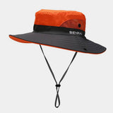 FOLDABLE WIDE BRIM UV PROTECTION PONYTAIL SUN HAT_CWAH3795