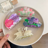 Tulip Lily Rose Hair Claw, Acrylic Flower Clip