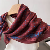 Retro Floral Herringbone Cotton Linen Square Scarf_Cwasc0343
