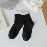SIMPLE AND FRESH BLACK AND WHITE SOCKS FOR WOMEN_CWMS1409