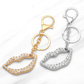 LIPS PENDANT METAL KEYCHAIN WITH DIAMOND BEZEL_CWAJE0960