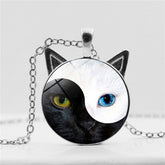 Yinyang Tai Chi Cat Time Gem Necklace_Cwaje0706