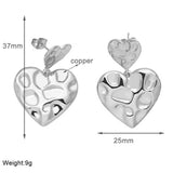 IRREGULAR GOLD PLATED HEART SHAPED PENDANT EARRING_CWAJE1027