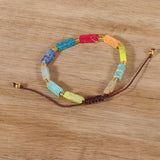 COLORFUL RECTANGULAR BEADS YOGA BRAIDED BRACELET_CWAJE3958