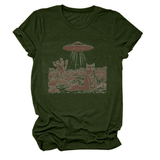 CAT AND SPACESHIP GRAPHIC TEE FOR WOMEN_CWTTS1514