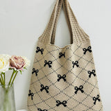 Cwab4567_Bow Knit Large Capacity Tote Bag