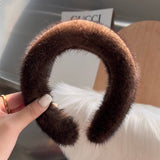 SOLID COLOR WINTER FUR HAIRBAND HEADBAND HEADDRESS_CWAHA3322