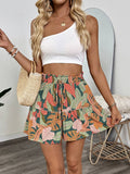 Tropical Plant Vacation Printed Elastic Shorts