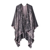 RETRO GRAFFITI WARM SHAWL CAPE PONCHO THICK SCARF_CWASC2224