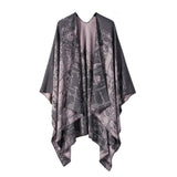 RETRO GRAFFITI WARM SHAWL CAPE PONCHO THICK SCARF_CWASC2224