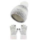 CHILDRENS FUR BALL HAT AND GLOVES TWO PIECE SET_CWMM2813