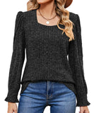 Womens Woolen Pit Strip Long Sleeve T-Shirt