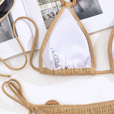 NYLON BIKINI SET SEXY SOLID COLOR TIE SIDE_CWMW0704