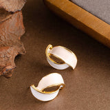 ENAMEL SILVER NEEDLE C SHAPED EARRINGS_CWMM4287