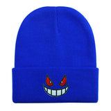 Cwah04354_Embroidered Cartoon Face Knit Beanie Hat