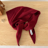 100% Wool Triangle Scarf Warm Knit Shawl_Cwov00262