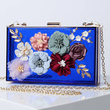 Women Flowers Decorate Chain Strap Evening Bag_Cwab0658