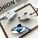 Tricolor Orca Acetate Claw Clip Ocean Chic Style