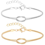 Brass Love Knot Snake Bone Bracelet_Cwaje4941