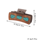 Western Cactus Sunflower Hair Claw Leather Clip_Cwasc1610