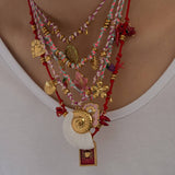 HANDMADE COTTON ROPE NECKLACE WITH SHELL CHARMS_CWMM8811