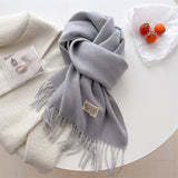 DOUBLE SIDED FAUX CASHMERE SCARF SOLID COLOR SHAWL_CWASC0968