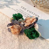 FABRIC FLOWER C SHAPED STUD EARRINGS FRESH STYLE_CWMM6183