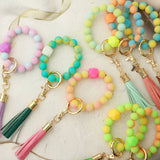 GLOW IN THE DARK SILICONE BEAD BRACELET KEYCHAIN_CWAB5014