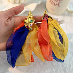 HANDMADE FLORAL SEASHELL EARRINGS BEACH STYLE_CWMM6185