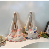 CUTE WOOL FLOWER CROCHET TOTE BAG_CWAB2409