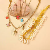 OCEAN SHELL NECKLACE WITH STARFISH SHRIMP_CWMM8856