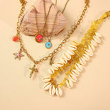OCEAN SHELL NECKLACE WITH STARFISH SHRIMP_CWMM8856