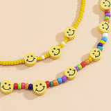 COLD GEOMETRIC COLOR SMILEY FACE NECKLACE_CWAJE1481