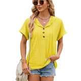 Solid Color Half-Breasted Hooded Loose T-Shirt