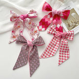 PINK FLORAL SKINNY SCARF HAIR TIE BAG RIBBON_CWASC0708