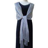 FASHIONABLE GOLD AND SILVER SILK SHAWL_CWASC1091