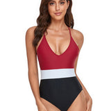 SEXY COLOR BLOCK QUICK DRYING ONE PIECE SWIMSUIT_CWMW0623