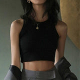 SHORT BASE RIBBED CAMISOLE HIGH NECK TANKS_CWTTK0798