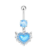 HEART OPAL ZIRCON BELLY BUTTON RING_CWMM9464