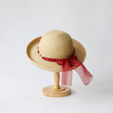 Womens Elegant Bow Ribbon Straw Hat_Cwah3478