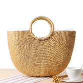 PORTABLE SEMI CIRCLE WOOL BALL WOVEN BAG_CWAB2117