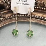 Unique Opal C-Shaped Tassel Stud Earrings