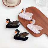 ELEGANT BLACK AND WHITE SWAN HAIRPIN_CWAHA1499