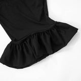 Solid Color Crew Neck Patchwork Long Sleeve Top