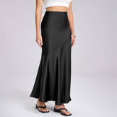 SATIN SKIRT HIGH WAIST STITCHING LONG SKIRT_CWBSS0380