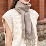 Unisex Wool Scarf Soft Solid Color With Tassels_Cwasc2707