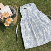 BLUE INK FISHTAIL COTTON RUFFLE APRON_CWMM5794