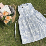 BLUE INK FISHTAIL COTTON RUFFLE APRON_CWMM5794